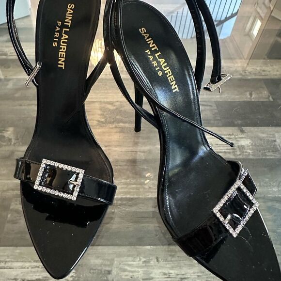 Saint Laurent Black Strappy Sandals - Picture 3 of 12